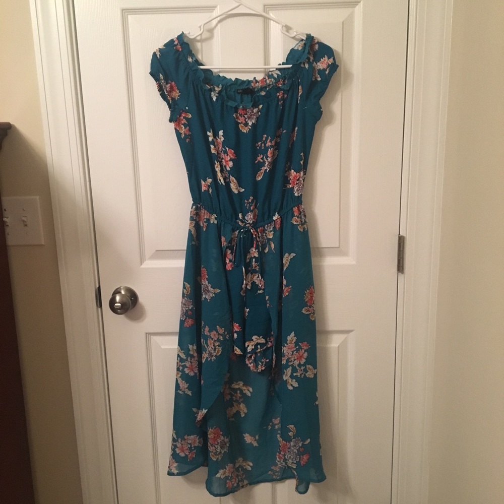 Teal/Floral High-Low Romper
